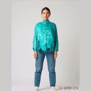 Impromptu 1980s Blouse, L, Teal, vintage